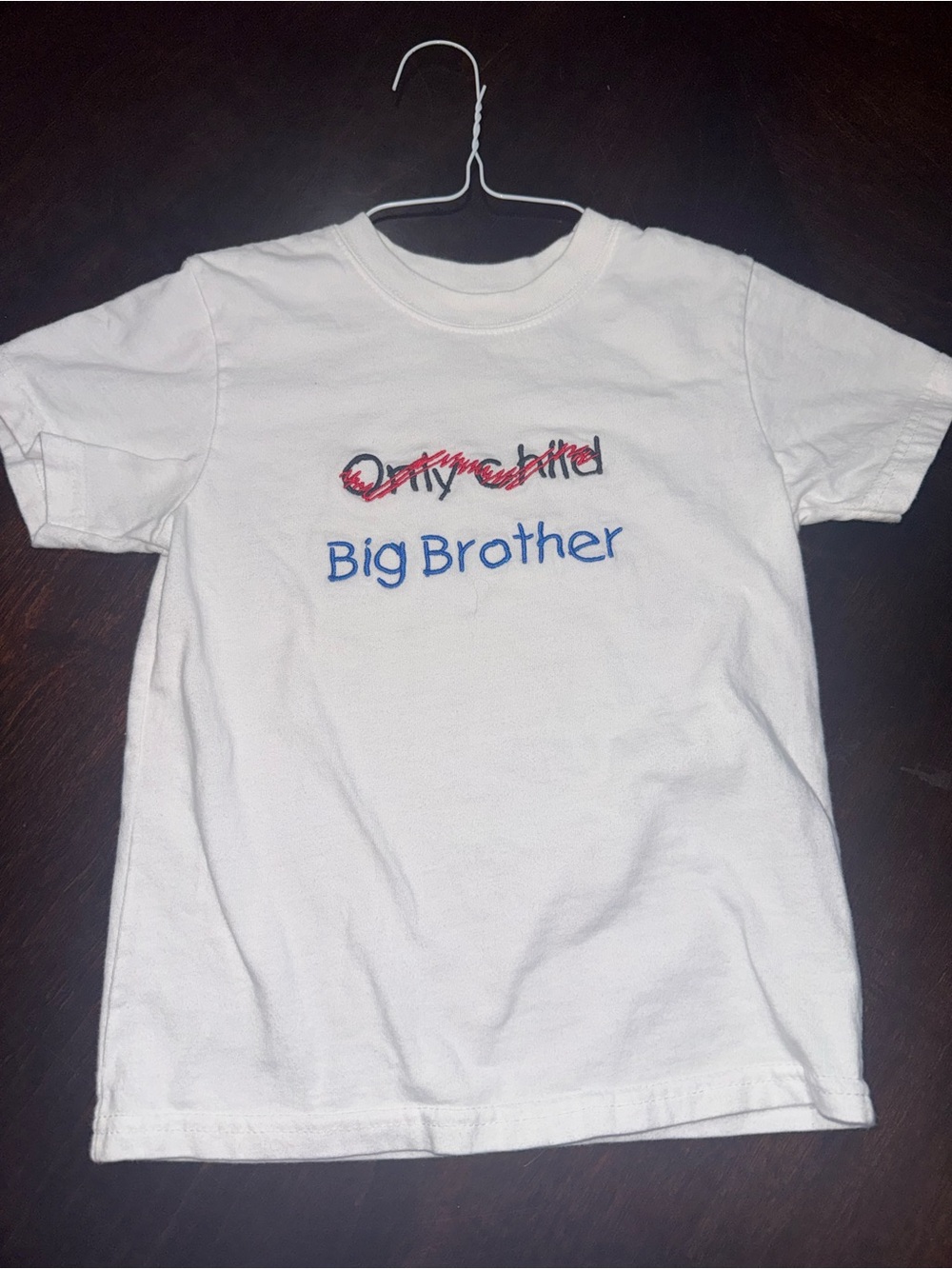 Garanimals White Tee with Blue "Big Brother" Embroidery and Red Accent